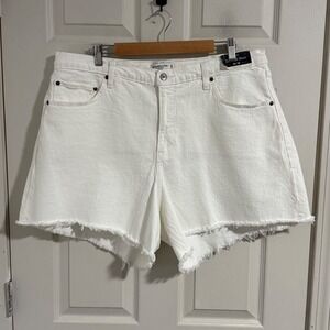 Abercrombie Fitch The Dad Short Womens 18 White NWOT High Rise Frayed Hem Summer
